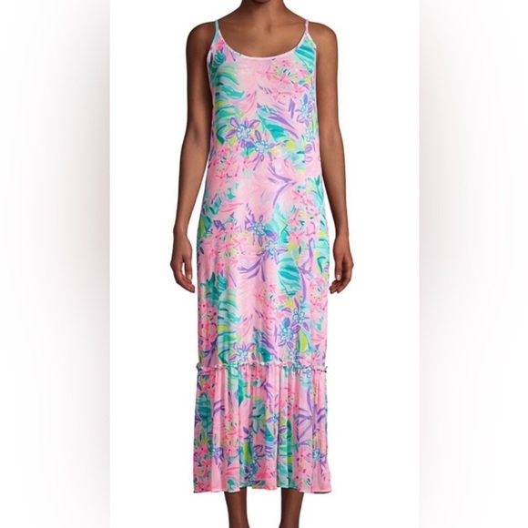 Lilly Pulitzer Other - Lilly Pulitzer Swimsuit Cover Up Size Large Winni Coverup Floral Bright Pink